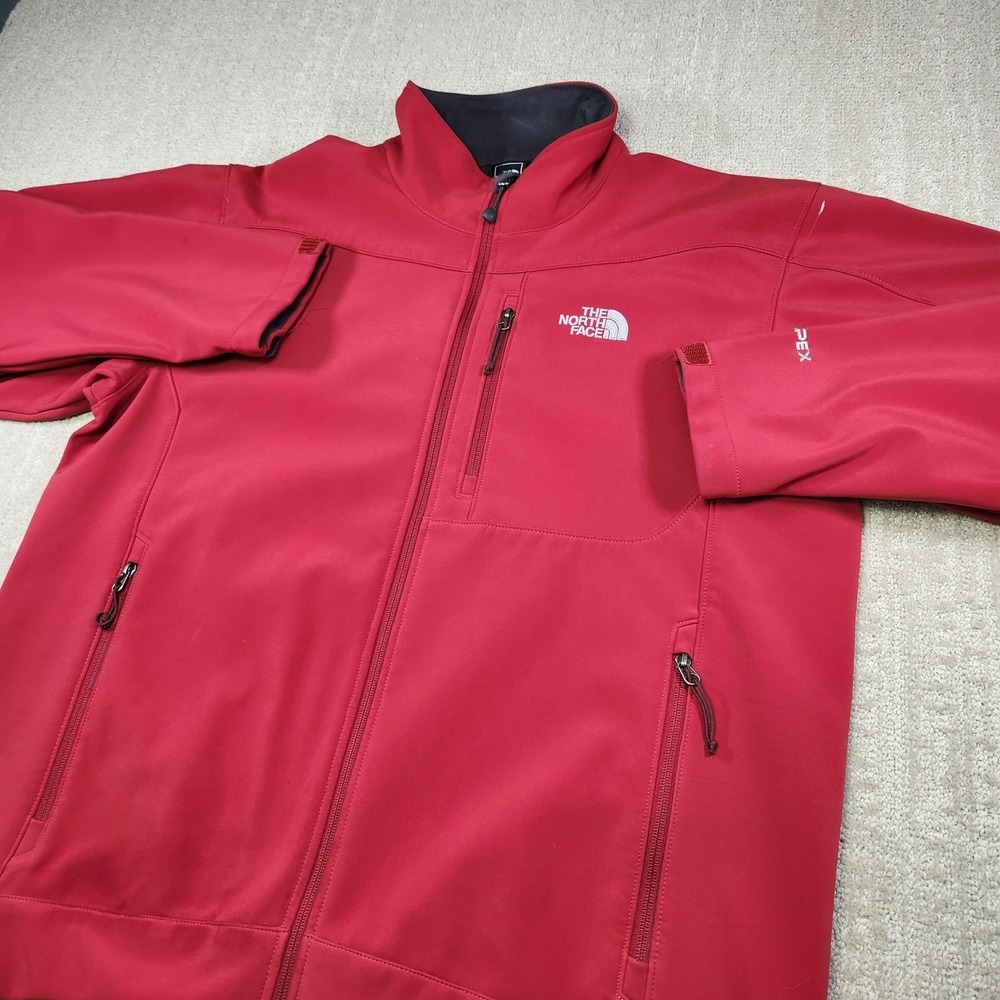 North Face Apex Bionic Jacket Men XL Softshell Fleece Lined Red Full Zip Outdoor